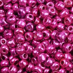 Фуксин 6/0 стакан бисер, окрашенных цветов, круглые, фуксиново-красные, Размер : диаметром около 4 мм , отверстие: 1.5 мм