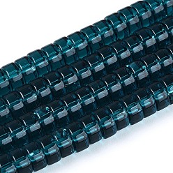 Темно-серый Прозрачные стеклянные бусины, плоско-круглые, темно-серый, 6~6.5x3~3.5 мм, отверстие : 0.8~1 мм, около 112~120 шт / нитка, 14.57~15.16'' (37~38.5 см)