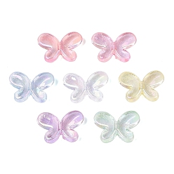 Mixed Color Transparent Plastic Beads, Butterfly, AB Color Plated, Mixed Color, 13x18x5mm, Hole: 1.8mm, about 875pcs/500g