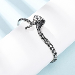 Античное Серебро Ретро 316 браслеты-манжеты из хирургической нержавеющей стали, змея, античное серебро, внутренний диаметр: 2.54 дюйм (6.45 см)