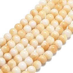 Белый Навахо Натуральный Malaysia нефритовые бусы пряди, окрашенная и подогревом, круглые, навахо белый, 6~6.5 мм, отверстие : 1 мм, около 60~62 шт / нитка, 14.96 дюйм (38 см)