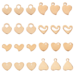 Золотой 304 прелести нержавеющей стали, штамповка пустой метки, сердце / сердечная блокировка, золотые, 80 шт / коробка