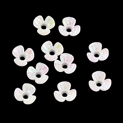 Белый УФ-покрытие, непрозрачная акриловая крышка для шарика, радужный, 3-лепестков цветка, белые, 6.5x7x3 мм, отверстие : 1.2 мм