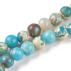 Бирюза Натуральные имперские нитки из бисера яшмы, окрашенные, круглые, бирюзовые, 3.5x3 мм, отверстие : 0.6 мм, около 123~125 шт / нитка, 15.1 дюйм ~ 15.3 дюйм (38.5~39 см)