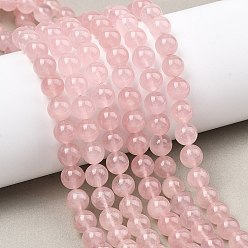 Розовый Кварц Природного розового кварца нитей бисера, гладкий круглый, 8~9 мм, отверстие : 0.7 мм, около 46 шт / нитка, 15.28'' (38.8 см)