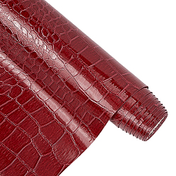 Roja Tela de cuero sintético con estampado de cocodrilo, bricolaje artesanal, Rectángulo, rojo, 1370x0.6 mm, 3 yardas/pc