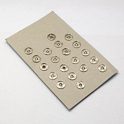 Platinum Flat Round Iron Sewing Snap Button, Press Studs, Platinum, 14x5mm, Hole: 3mm, 20sets/card
