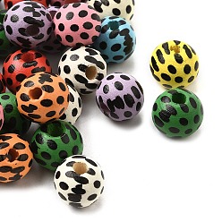 (52) Непрозрачная лаванда Набивные шима деревянные бусины, круглые, разноцветные, 9.5~10 мм, отверстие : 2.5 мм