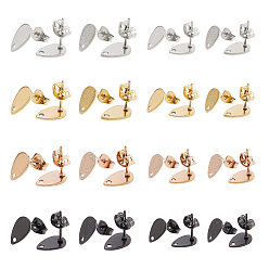 (52) Непрозрачная лаванда 32 шт 16 стиль 304 серьги-гвоздики из нержавеющей стали, с отверстием, слеза, разноцветные, 8~10x5~6x0.7~0.9 мм, отверстие : 1~1.2 мм, штифты : 0.7~0.8 мм, 2 шт / стиль