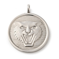 Leopard Не тускнеющие 304 подвески из нержавеющей стали, цвет нержавеющей стали, плоско-круглые, леопард, 40x33x2.5 мм, отверстие : 5 мм