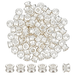 Серебро 100шт. бусины из европейского сплава в тибетском стиле, бусины с большим отверстием, баррель, серебряные, 8x5.5 мм, отверстие : 4 мм