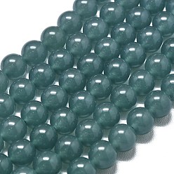 Кадет Синий Натуральный Malaysia нефритовые бусы пряди, окрашенная и подогревом, круглые, кадетский синий, 11.5~12.5 мм, отверстие : 1.2 мм, около 35 шт / нитка, 14.96 дюйм (38 см)