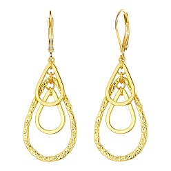 Золотой Латунь Leverback серьги, полая слеза, золотые, 55x20 мм