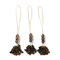 Тигровый глаз Натуральный тигровый глаз рейки исцеляющий настенный кулон, камни кисточки феншуй орнамент, для украшения дома автомобиля, 230~240 мм