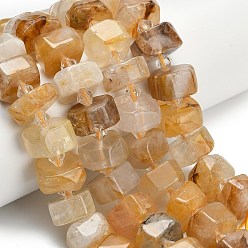Yellow Hematoid Quartz Бусы из натурального желтого гематоидного кварца, самородки, граненые, с пластиковой бисера, 14~16x14~16x7~9 мм, отверстие : 1.4~1.8 мм, около 28~31 шт / нитка, 15.04~15.24 дюйм (38.2~38.7 см)