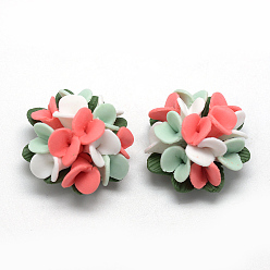 Colorful Handmade Porcelain Cabochons, Flower, Colorful, 28~32x28~32x18~21mm