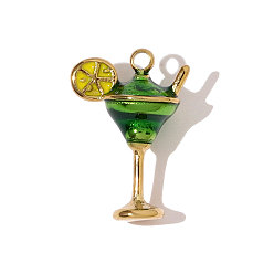 Зеленый 304 нержавеющей стальной эмали подвески, талисман мартини, ионное покрытие (ip), реальный 18 k позолоченный, зелёные, 16x11 мм
