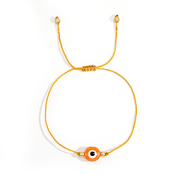 Оранжевый Плетеные браслеты из смоляных бусин от сглаза в стиле бохо, регулируемые плетеные браслеты из нейлонового шнура для женщин, оранжевые, внутренний диаметр: 11 дюйм (28 см)