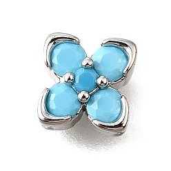 Платина Латунные микро проложить кубического циркония бусы, без кадмия, без никеля и без свинца, цветок, платина, 8x8x4 мм, отверстие : 0.7 мм