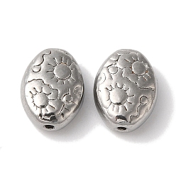 Нержавеющая Сталь Цвет Устойчивы к потускнению 304 бусины из нержавеющей стали, овальные с солнцем, цвет нержавеющей стали, 8x6x3 мм, отверстие : 1 мм
