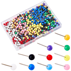 (52) Непрозрачная лаванда 600шт 10цвета круглые канцелярские кнопки из нержавеющей стали, с пластиковой головкой, канцелярские товары, разноцветные, 14 мм, Руководитель: 4 mm, 60 шт / цвет