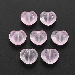 Pink Transparent Glass Beads, Heart, Pink, 10.5x12x6.5mm, Hole: 1mm