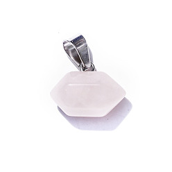 Rose Quartz Natural Rose Quartz Double Terminal Pointed Pendants, Faceted Bullet Charms, 10x16mm