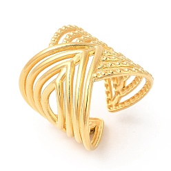 Настоящее золото 18K Ионное покрытие (ip) 201 открытая манжета из нержавеющей стали, полое широкополосное кольцо для мужчин и женщин, реальный 18 k позолоченный, размер США 6 3/4 (17.1 мм), 17~22.5 мм