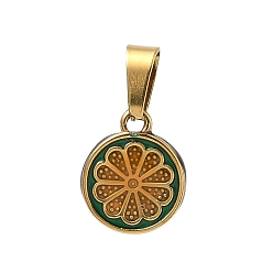 Оранжевый 304 Подвески из нержавеющей стали с эмалированными фруктами и овощами, с 201 защелкой из нержавеющей стали на поручнях, ионное покрытие (ip), золотые, темно-золотистые, оранжевые, 12x9.5x7.5 мм, отверстие : 5x2.5 мм