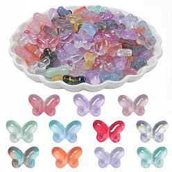 (52) Непрозрачная лаванда 200 шт. прозрачные стеклянные бусины для выпечки, бабочка, разноцветные, 10x14x5.5 мм, отверстие : 1 мм