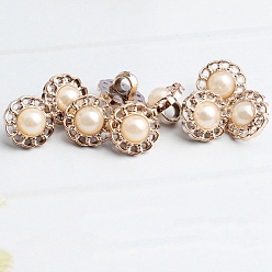 Цветок Пуговицы из абс пластика, с пластиковой имитационной жемчужиной, для аксессуаров для одежды, цветок, 15 мм