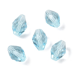 Bleu Ciel K 9 perles de verre, verre imitation perles de cristal autrichien, losange, facette, bleu ciel, 11x7.5~8x7.5~8mm, Trou: 1.2~1.4mm