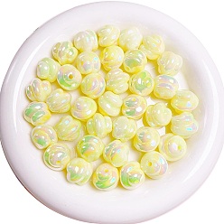 Желтый 10 Светящиеся акриловые бусины с УФ-покрытием. светиться в темноте, спираль круглый, желтые, 16 мм