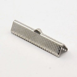 Platine Ruban de fer embouts à écraser, rectangle, platine, 7x30.5mm, Trou: 1mm