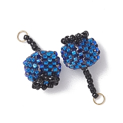 Настоящее золото 18K Стеклянные подвески из бисера, черничные чары, с 304 нержавеющей стали, реальный 18 k позолоченный, 20~21x11.5x12 мм, Перейти кольцо: 4x0.5 мм, Внутренний диаметр: 3 мм.