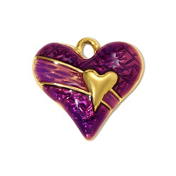Настоящее золото 18K 304 нержавеющей стальной эмали подвески, сердце прелести, ионное покрытие (ip), реальный 18 k позолоченный, 20x19 мм