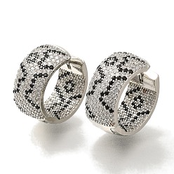 Платина Серьги-кольца из латуни с микропаве из кубического циркония, с эмалью, долговечный, без свинца и без кадмия, платина, 21.5~22x10 мм