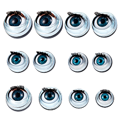 Темно-бирюзовый 4 пары 4 стили пластиковые кукольные глаза, круглые, темные бирюзовый, 16~25x16~22.5 мм, 1 пара / стиль