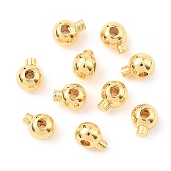 Chapado en Oro Real 18K Cuentas de latón engarzadas shegrace, rondo, sin cadmio y níque y plomo, larga duración plateado, real 18 k chapado en oro, 4x3x2.5 mm, agujero: 0.8 mm