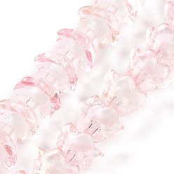 Розовый Прозрачные стеклянные бусины, с блеском порошок, цветок, туманная роза, 11~12x7.5~8 мм, отверстие : 1.4 мм, около 50 шт / нитка, 11.42'' (29 см)