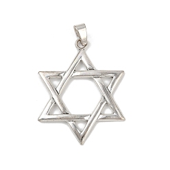 Star of David Тибетский сплав стиля большие кулоны, античное серебро, звезда Давида, 75x59x2 мм, отверстие : 11x5 мм