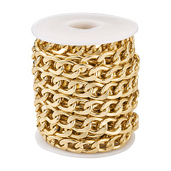 Золотой Оксидированные алюминиевые бордюрные цепи, несварные, с катушкой, золотые, 16x11x2.8 мм, около 16.40 футов (5 м) / рулон