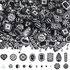 (52) Непрозрачная лаванда 100 шт 10 стили непрозрачные акриловые бусины, с 100шт. 5цветами стеклянных бусин, 1000 шт 3 стили стеклянный бисер, разноцветные, 10x9.5 мм, отверстие : 3.8 мм