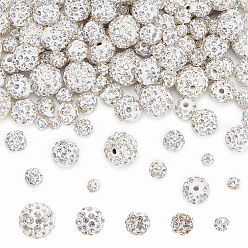 Кристалл 150 шт. 5 стиль, полимерная глина, бусины со стразами, паве, pave disco бусины, круглые, кристалл, 4~12 мм, отверстие : 1.4~1.8 мм, 30 шт / стиль