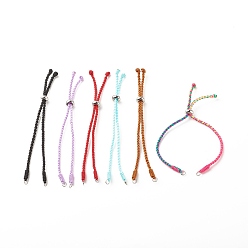 (52) Непрозрачная лаванда Плетеный браслет из нейлоновой нити, с 201 бусинами из нержавеющей стали для изготовления браслетов-слайдеров, разноцветные, 9-7/8 дюйм (25 см), 2~4 мм