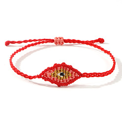 Красный Регулируемые плетеные браслеты из полиэстерового шнура от сглаза для мужчин и женщин, красные, внутренний диаметр: 11 дюйм (28 см)