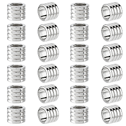 Нержавеющая Сталь Цвет 24шт. рифленые европейские бусины из нержавеющей стали, колонка, цвет нержавеющей стали, 10x8 мм, отверстие : 6.5 мм