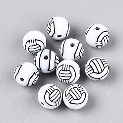 Volleyball Бусины из полимерной глины , игры с мячом, волейбол, 8 мм, отверстие : 1.4~1.6 мм