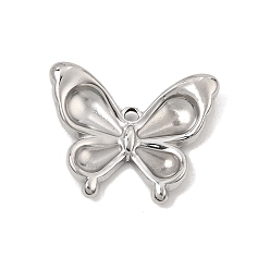 Stainless Steel Color 304 Stainless Steel Pendants, Butterfly Charms, Stainless Steel Color, 18x22x4mm, Hole: 1.5mm