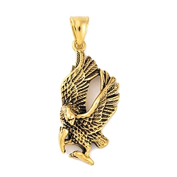 Antique Golden 304 Stainless Steel Pendants, Eagle Charm, Antique Golden, 40.5x20x10mm, Hole: 9x4.5mm